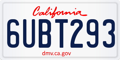 CA license plate 6UBT293