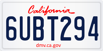 CA license plate 6UBT294