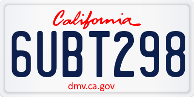 CA license plate 6UBT298