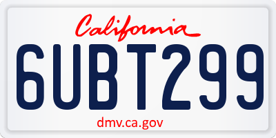 CA license plate 6UBT299