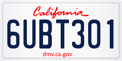 CA license plate 6UBT301