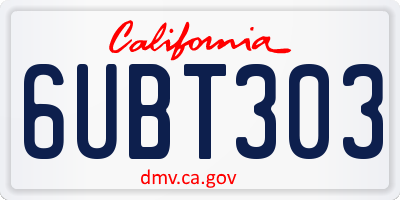 CA license plate 6UBT303