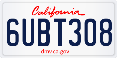CA license plate 6UBT308