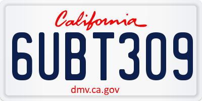 CA license plate 6UBT309