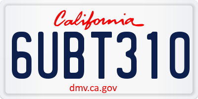 CA license plate 6UBT310