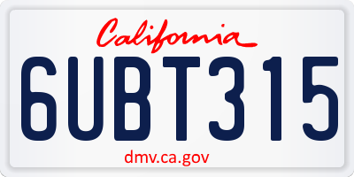 CA license plate 6UBT315