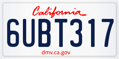 CA license plate 6UBT317