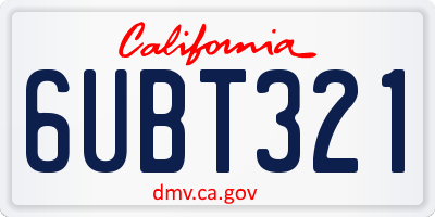 CA license plate 6UBT321