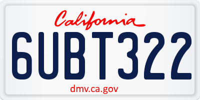 CA license plate 6UBT322