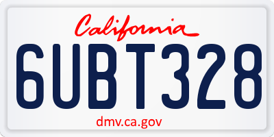 CA license plate 6UBT328