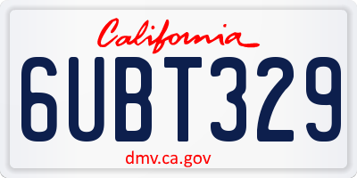 CA license plate 6UBT329