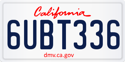 CA license plate 6UBT336