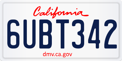 CA license plate 6UBT342
