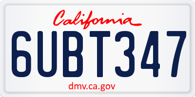 CA license plate 6UBT347