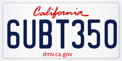 CA license plate 6UBT350