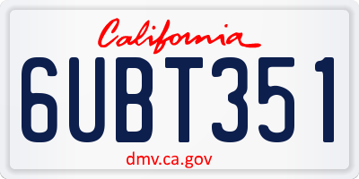CA license plate 6UBT351