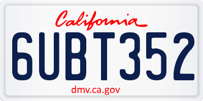 CA license plate 6UBT352