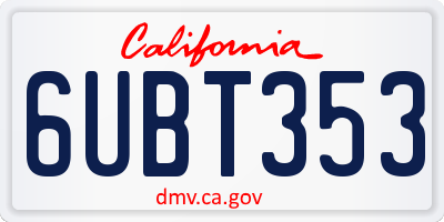 CA license plate 6UBT353