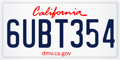 CA license plate 6UBT354