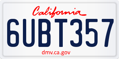 CA license plate 6UBT357