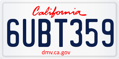 CA license plate 6UBT359