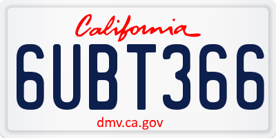CA license plate 6UBT366