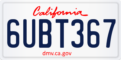 CA license plate 6UBT367