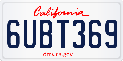 CA license plate 6UBT369