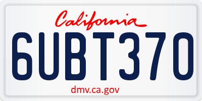 CA license plate 6UBT370