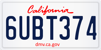 CA license plate 6UBT374