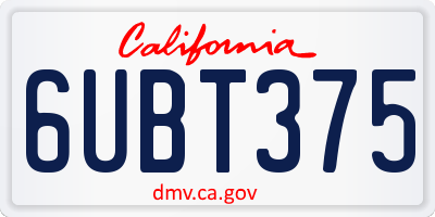 CA license plate 6UBT375