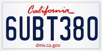 CA license plate 6UBT380