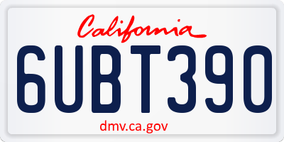 CA license plate 6UBT390