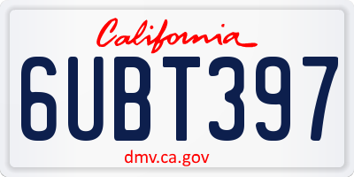 CA license plate 6UBT397