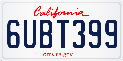 CA license plate 6UBT399