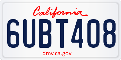 CA license plate 6UBT408