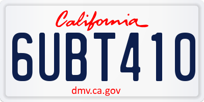 CA license plate 6UBT410