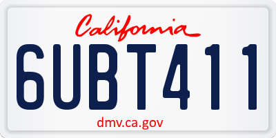 CA license plate 6UBT411