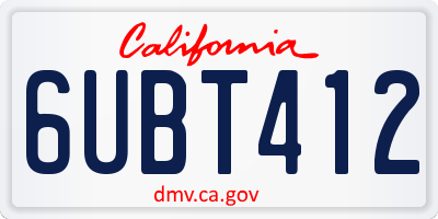 CA license plate 6UBT412