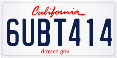 CA license plate 6UBT414