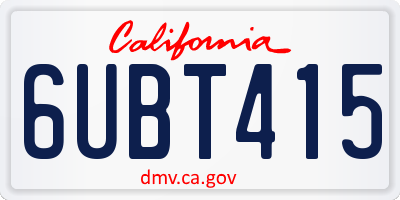 CA license plate 6UBT415