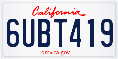 CA license plate 6UBT419