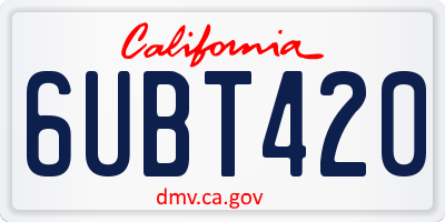 CA license plate 6UBT420