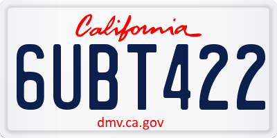 CA license plate 6UBT422