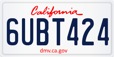 CA license plate 6UBT424