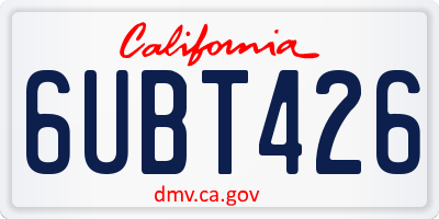 CA license plate 6UBT426