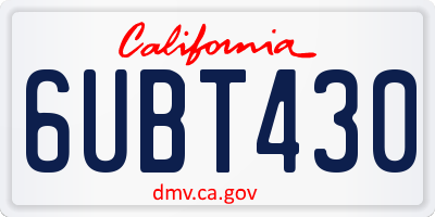 CA license plate 6UBT430