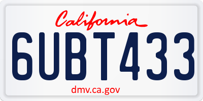 CA license plate 6UBT433