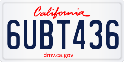 CA license plate 6UBT436