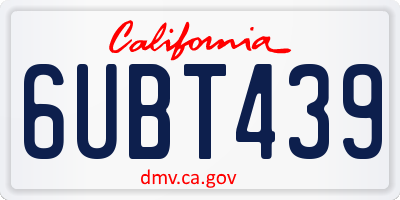 CA license plate 6UBT439